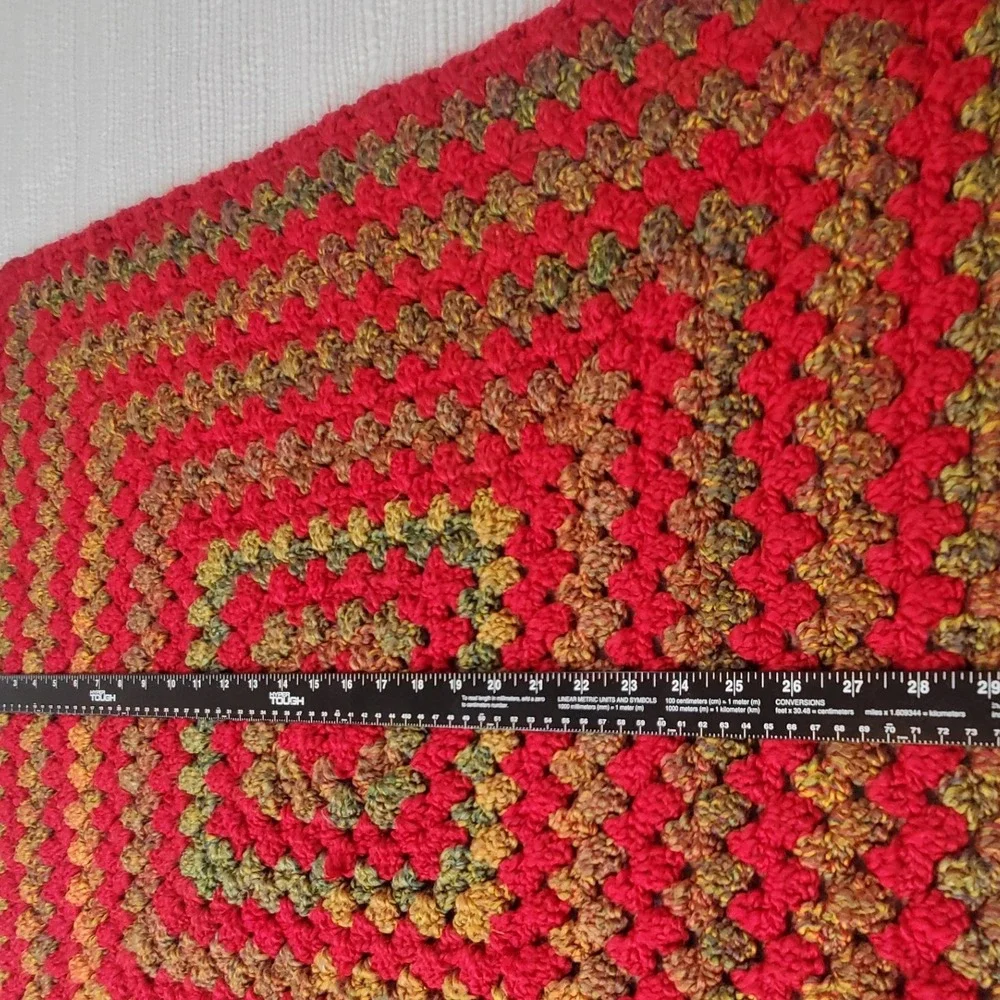 Handmade Granny Square Baby Blanket Unisex 30x30 Red Multi Excellent Crochet